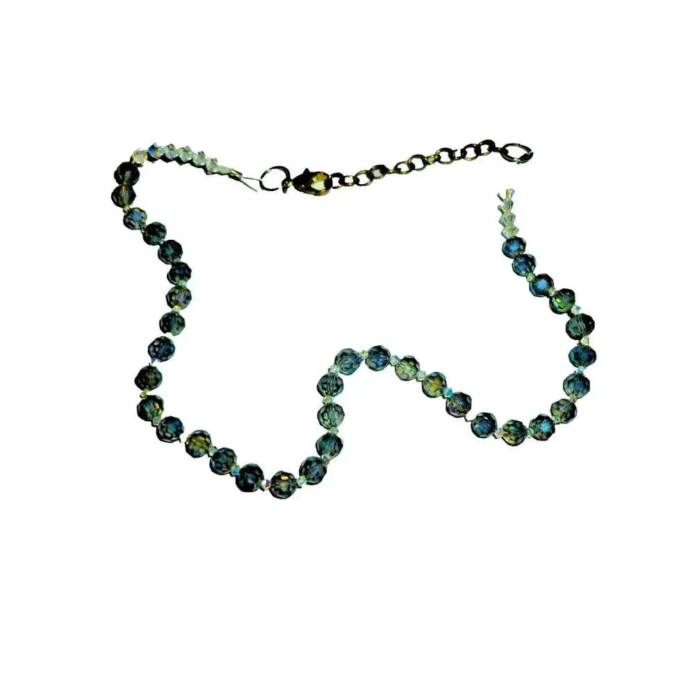 Blue Crystal Glass Bead Choker Necklace 14